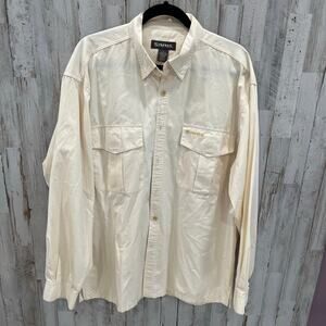 Simms Guide Fishing Size Large Yellow Long Roll Tab Sleeve Button Front Shirt